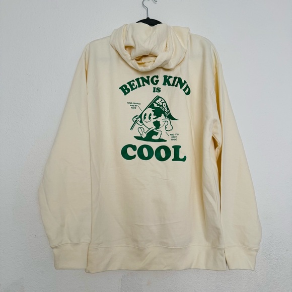 INDEPENDENT Trading Company BE KIND Hooded Sweatshirt Cream/Green Size Large - Picture 6 of 12